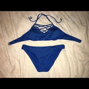 Royal Blue Criss Cross bikini Bathing Suit